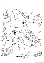 This coloring page doubles as a pretty decoration and, for young kids, counting practice. Under The Sea Coloring Pages Turtle Fish Crab Coloring4free Coloring4free Com