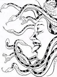 Medusa Lick Her Snake Tongue Coloring Page Netart Snake Illustration Medusa Art Snake Painting