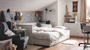 Perfect for a basement or in a large living area. A Guest Bedroom With A Warm Atmosphere Ikea