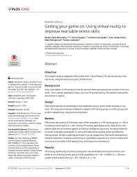Pdf Getting Your Game On Using Virtual Reality To Improve Real Table Tennis Skills