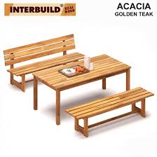 Teak warehouse offers a robust portfolio of fully assembled outdoor dining sets, with more combinations of dining furniture featured than any other single manufacturer in the usa. Peninsula 3 Pieces Outdoor Patio Furniture Set 1 Table 1 Bench With Back 1 Bench Without Back Golden Teak