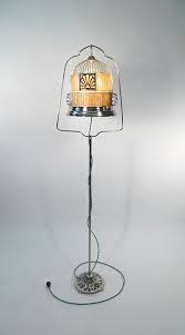 Bird Cage Floor Lamp Bird Cage With Wooden Shade Floor Lamp Lighting Lamp Floorlamp Environment Upcycle Repurpose Diy Cool Floor Lamps Unusual Floor Lamps Unique Floor Lamps