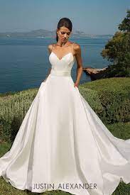 Silk Dupion A Line Modern Wedding Dress With Deep V Back And V Neckline Bow Wedding Dress Classic Wedding Dress Ball Gowns Wedding