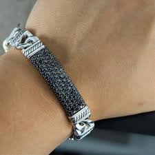 Sterling silver 1/6 carat t.w. Men S Black Diamond Sterling Silver Cable Link Bracelet Buy 925 Silver Diamond Bracelet Mens Snake Silver Link Bracelet Mens Sterling Silver Bracelet Product On Alibaba Com