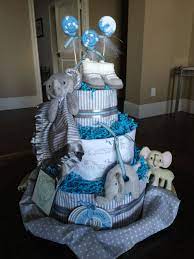Elephant Diaper Cake Baby Boy Made By Liz C Elephant Diaper Cakes Baby Shower Diaper Cake Elephant Diaper Cake Diy