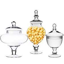 The most common glass apothecary jar material is glass. Set Of 3 Glass Apothecary Storage Jar Candy Buffet Container Glass Vases Depot