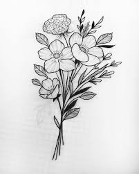 Bouquet Of Flowers Simple Flower Drawing Black And White Pencil Sketch In 2020 Flower Bouquet Drawing Easy Flower Drawings Flower Drawing