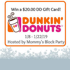Dunkin' donuts is distributing online coupons for free boxes of donuts to celebrate their anniversary. Jeepers It S January Giveaway Hop Dunkin Donuts Gift Card Giveaway Mommy S Block Party