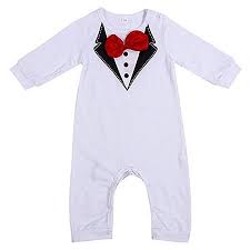 Newborn Baby Boys Gentleman Bow Tie Long Sleeve Rompers Jumpsuit Wedding Christening Formal Clothes