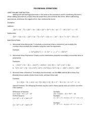 This will take you to the individual page of the worksheet. Algebra Worksheets 2 Pdf Polynomial Operations Addition And Subtraction Adding And Subtracting Polynomials Is The Same As The Procedure Used In Course Hero