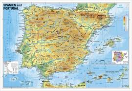 Cádiz provinz karte mit interessanten städten, orten und landschaften in südwesten andalusiens mit tipps für die reiseplanung. Physisches Spanien Und Portugal Poster 95x65cm Stiefel Verlag