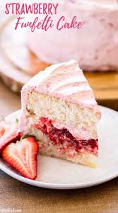 Homemade Strawberry Funfetti Cake Filled With An Easy Strawberry Cake Filling When Topped With A Ho Cake Filling Recipes Strawberry Cake Recipes Funfetti Cake