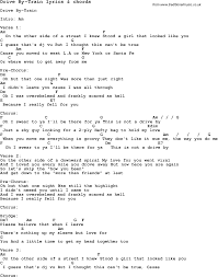 Love Song Lyrics For Drive By Train With Chords For Ukulele Guitar Banjo Etc Lyrics And Chords Train Lyrics Love Songs Lyrics