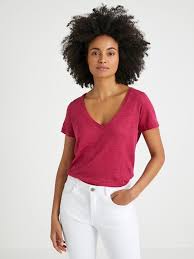 Top avec motif grosse étoile fluo. T Shirt Lin Femme Clemence Fuchsia Femme Vetement Et Deco Cyrillus