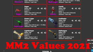 Luger is a luger pistol that is a metallic golden color. Mm2 Value List Roblox Murder Mystery 2 List