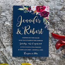 Shutterfly.com has been visited by 100k+ users in the past month Boho Navy Blue And Burgundy Floral Watercolor Wedding Invitations Ewi424