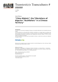 Primul caz de gripă aviară h10n3 la om. Pdf China Wahala The Tribulations Of Nigerian Bushfallers In A Chinese Territory