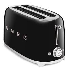 Smeg 50 S Retro Four Slice Toaster Tsf02 Black In 2020 Four Slice Toaster Smeg Toaster