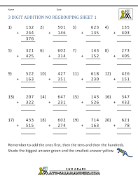 3 digit addition no regrouping worksheets