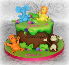 Jungle Cake Tiger Elephant Monkey And Lion Hand Made Figurines Le Sucre Au Four Jungle Cake Cake Personalized Cakes