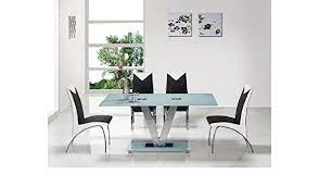 Shop allmodern for modern and contemporary frosted glass dining table to match your style and budget. V Frosted Glass Dining Table 4 G614 Contrast Dining Chairs Amazon Co Uk Home Kitchen