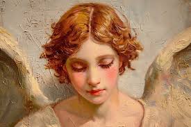 Close pale angel portrait representation
