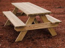 Wooden Attached Bench Picnic Tables Kauffman Marketplace Picnic Table Picnic Table Plans Kids Picnic Table Plans