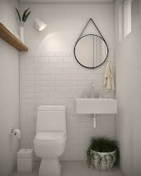 Lavabo Revestimento Tijolinho Branco Simples Banheiro Madeira Espelho Redondo Verdin Decoracao Banheiro Pequeno Interior Do Banheiro Decoracao Banheiro