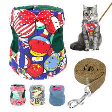 Details About Small Dog Cat Harness Leash Set Kitten Jeans Bowtie Vest Walking Harnesses