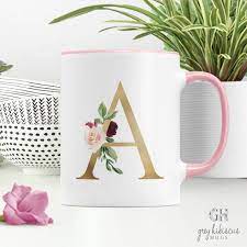 Personalised Initial Mug Initial Mug Alphabet Mug Custom Coffee Mug Monogram Mug Coffee Lovers Custom Mug Floral Mug Alphabet Mugs Mugs Custom Mugs