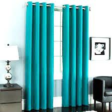 This vibrant living space takes the idea of using opposite colors and making them shine. 2 Turqiouse Panels Silk Thermal Lined Blackout Grommet Window Curtain K32 84 Sam Curtains Living Room Turquoise Curtains Living Room Home Decor