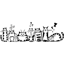 Familia De Gatos Vinilo Dibujos De Gatos Paredes Pintadas A Mano