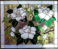 Magnolias Stained Glass Window Panel Choice Of 3 Variations Stained Glass Window Panel Stained Glass Windows Stained Glass Flowers