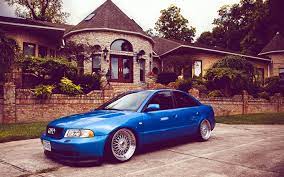 Download Wallpapers Audi A4 4k B5 Stance Tuning Blue A4 Audi Besthqwallpapers Com Audi A4 Audi Motorsport Audi Rs4