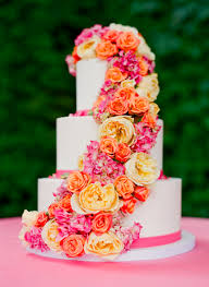 20 Colorful Wedding Ideas To Brighten Your Big Day Pink Wedding Cake Summer Wedding Cakes Orange And Pink Wedding