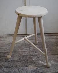 Finished Bleached Maple Ball Foot Stool 12 Seat X 21 High Through Wedged Tenons And Brass Cross Pins Woodturning Wooden Stools Wood Turning Stool Chair