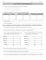 Porosity And Permeability Lab