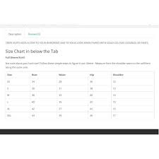 Opencart Custom Size Chart