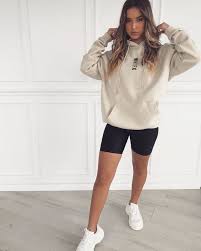 Black Biker Shorts Outfit Summer Bike Shorts Outfit Tips Bikeshorts Shorts Shortoutfit Fashionactivation Womanfashion Fashionnew White Hoodie Outfit Oversized Hoodie Outfit Comfy Hoodies