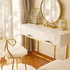 4.4 out of 5 stars 29. Modern Vanity Set With Mirror Gold White Dresser Table Set And Butterfly Chair