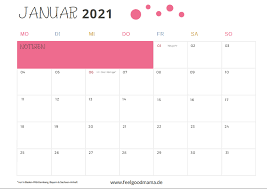Erstellen sie sich kostenlos ihren eigenen pdf monatskalender 2021, 2022 (und weitere jahre). Kalender 2021 Zum Ausdrucken Kostenlos Feelgoodmama