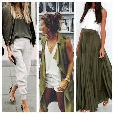 Calça Bege Feminina Combina Com Que Cor De Blusa Combinar Cores Verde Militar Cor Gelo Ideias Fashion Saias Verdes Cores Que Combinam