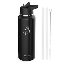 Buzio Stainless Steel Water Bottle Cold For 48 Hrs Hot For 24 Hrs 40 Oz Vacuum Insulated Water Bottle With Straw Lid And Flex Cap Double Wall Wide Mouth Vacuum