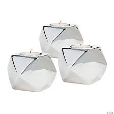 Silver Geometric Tea Light Candle Holders Oriental Trading Free shipping for many products!