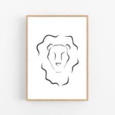 Lion Line Art Lion Print Abstract Animal Wall Decor Etsy Minimalist Art Safari Art Animal Wall Decor