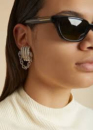 KHAITE The Julius Chain Earrings in Silver