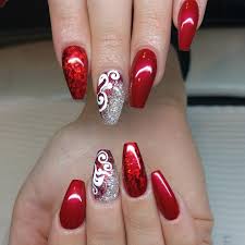 latest red and silver nail art design ideas