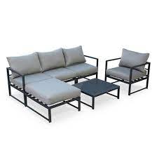 salon de jardin 5 places acatium en aluminium design et modulable coussins epais salon de jardin metal salon de jardin mobilier de salon