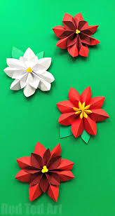 With the inspiration christmas decorations become easy to make. Easy Paper Flowers Poinsettia Red Ted Art Make Crafting With Kids Easy Fun