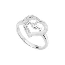 ladies sterling silver cubic zirconia mum heart ring size p